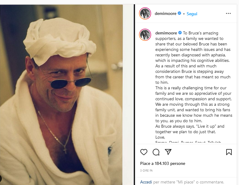 Post di Instagram di Demi Moore