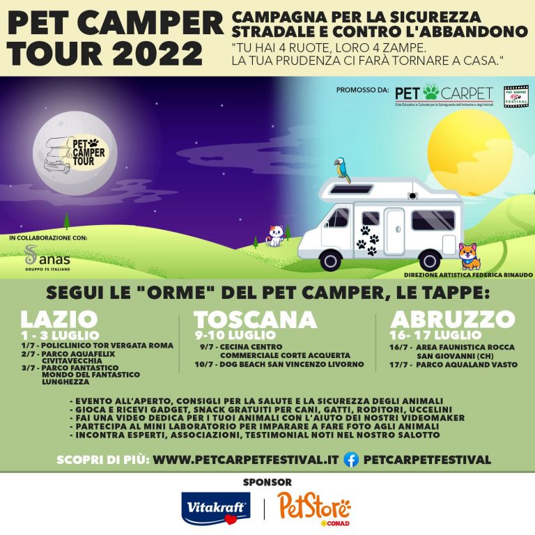 “Pet Camper Tour”: il camper solidale degli animali