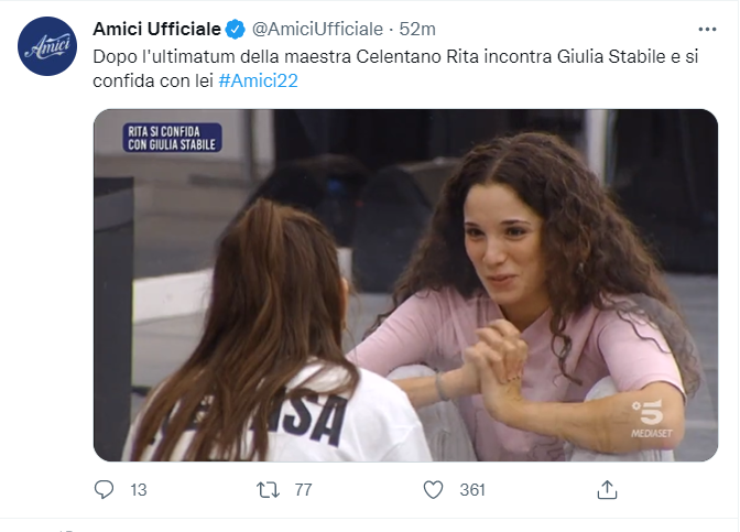-Amici 14 Ottobre: il confronto tra Rita e Giulia