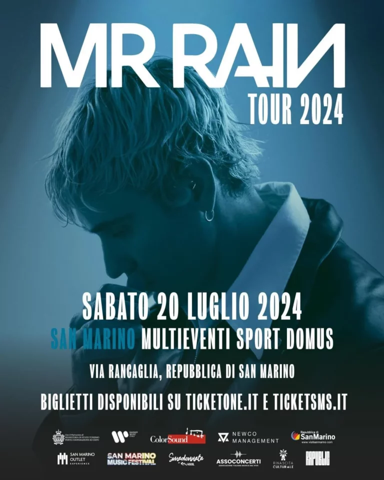 Mr.Rain in tour a San Marino, il 20 luglio concerto al Multieventi Sport Domus