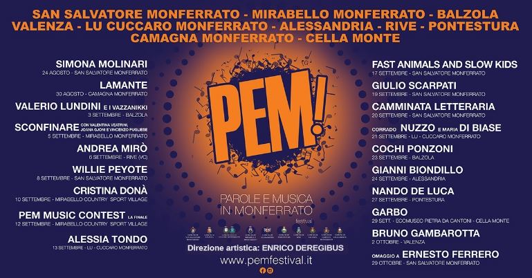 PEM FESTIVAL, 19 eventi a partire da stasera