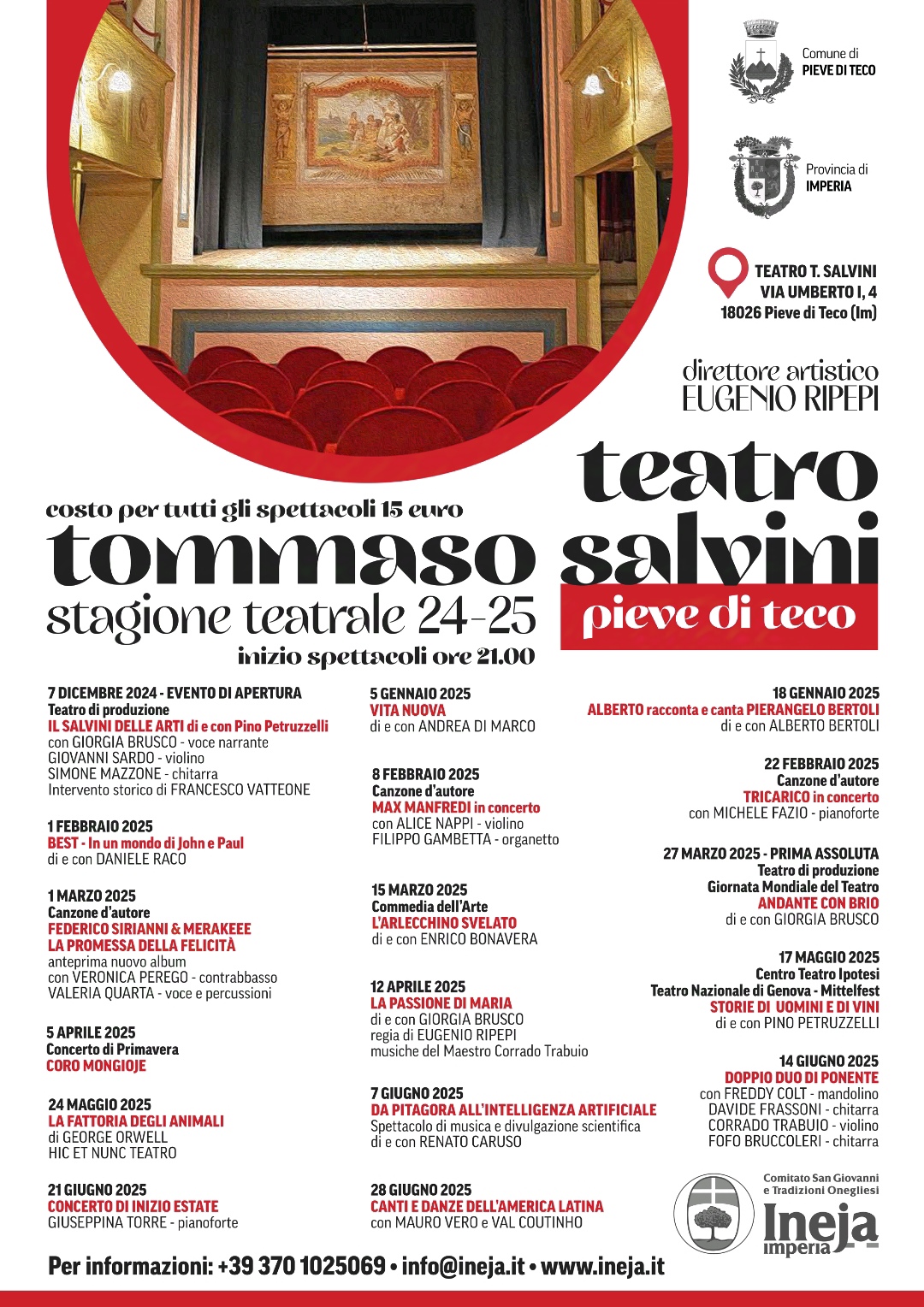 Francesco Tricarico in concerto al Teatro Salvini di Pieve di Teco