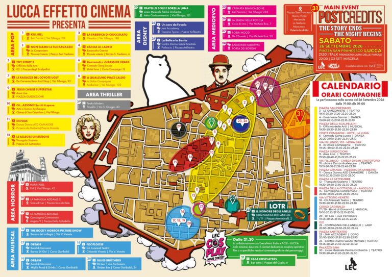 Lucca Effetto Cinema 2026: performance, cosplay e Post Credits trasformano il centro storico